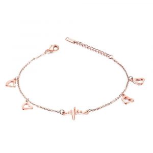 My Heartbeat and Love Rose Gold Layered Anklet