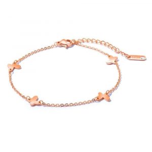 Charming Four Butterflies Single Chain Casual Rose Gold Layered Anklet