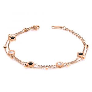 Inlaid Shell Charm Bracelet Rose Gold
