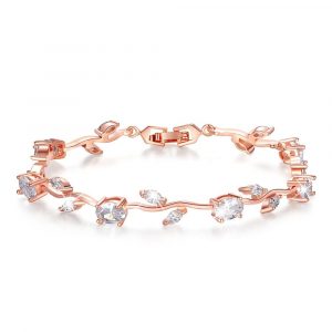 Created Diamond Sparkling Floral Rose Gold Layered Bracelet