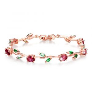 Colourful Flower Sparkling Floral Rose Gold Layered Bracelet