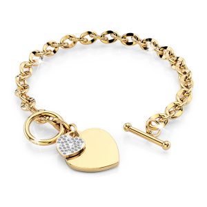 Diamond cut Belcher Chain T-lock Toggle Bracelet in Gold Layered Steel Jewellery