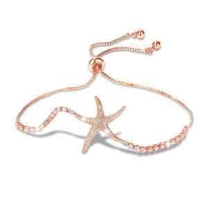 Starfish Slider Bracelet with Created Diamond in Rose Gold Layered Steel Jewellery
