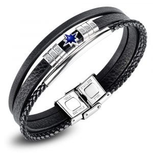Simple Black Braided Leather Wrap Bracelet