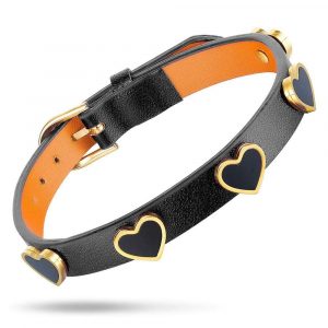 Leather Orbit of Love Black Wrap Bracelet