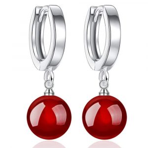 Agate Drop Earrings Red