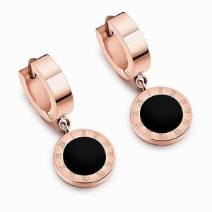 Roman Numeral Round Drop Earrings