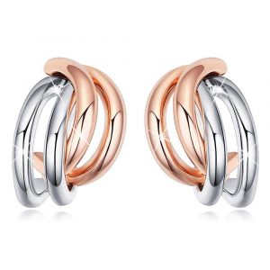 Half Moon 2 Tone Gold Earrings