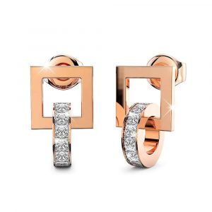 Rolling CZ Stud Earrings in Rose Gold Layered Steel Jewellery