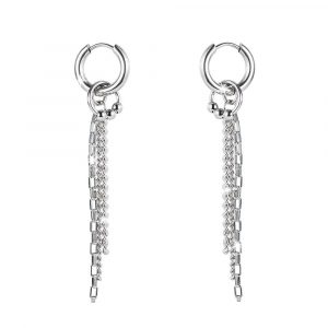Rainy Chain Dangle Earrings In White Gold