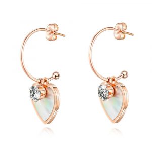 Sparkly Love Shaped Stud Earrings in Rose Gold
