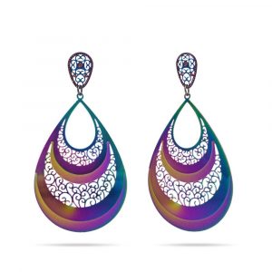 Laser Etched Earrings In Rainbow