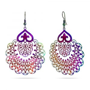 Laser Etched Earrings In Rainbow