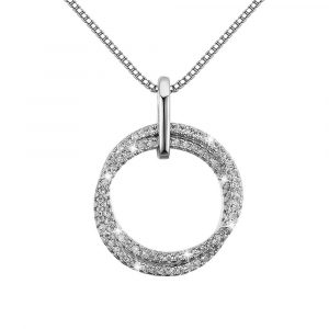 Doubled Round White Gold Pendant Necklace