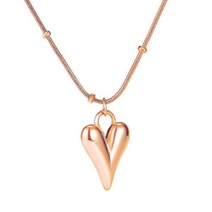 Lovey Peach Dual Chain Golden Pendant Necklace in Rose Gold Layered Steel Jewellery