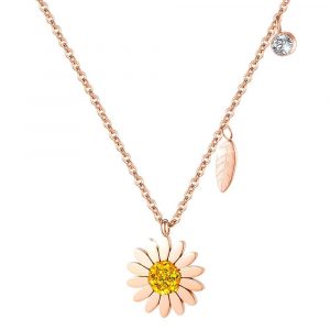 Fresh Sunflower Necklace in Rose Gold Layered Steel Jewellery