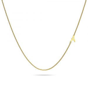 Bold Alphabet Letter Initial Charm Necklace in Gold Tone