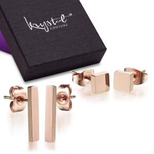 Boxed 2 Pairs Solid Shapes Earrings Set