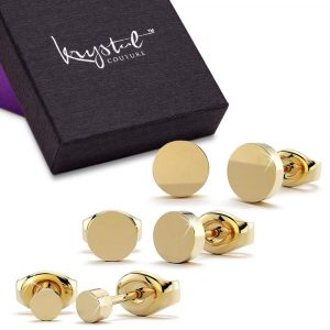 Boxed 3 Pairs Simplicity Stud Earrings Set Gold