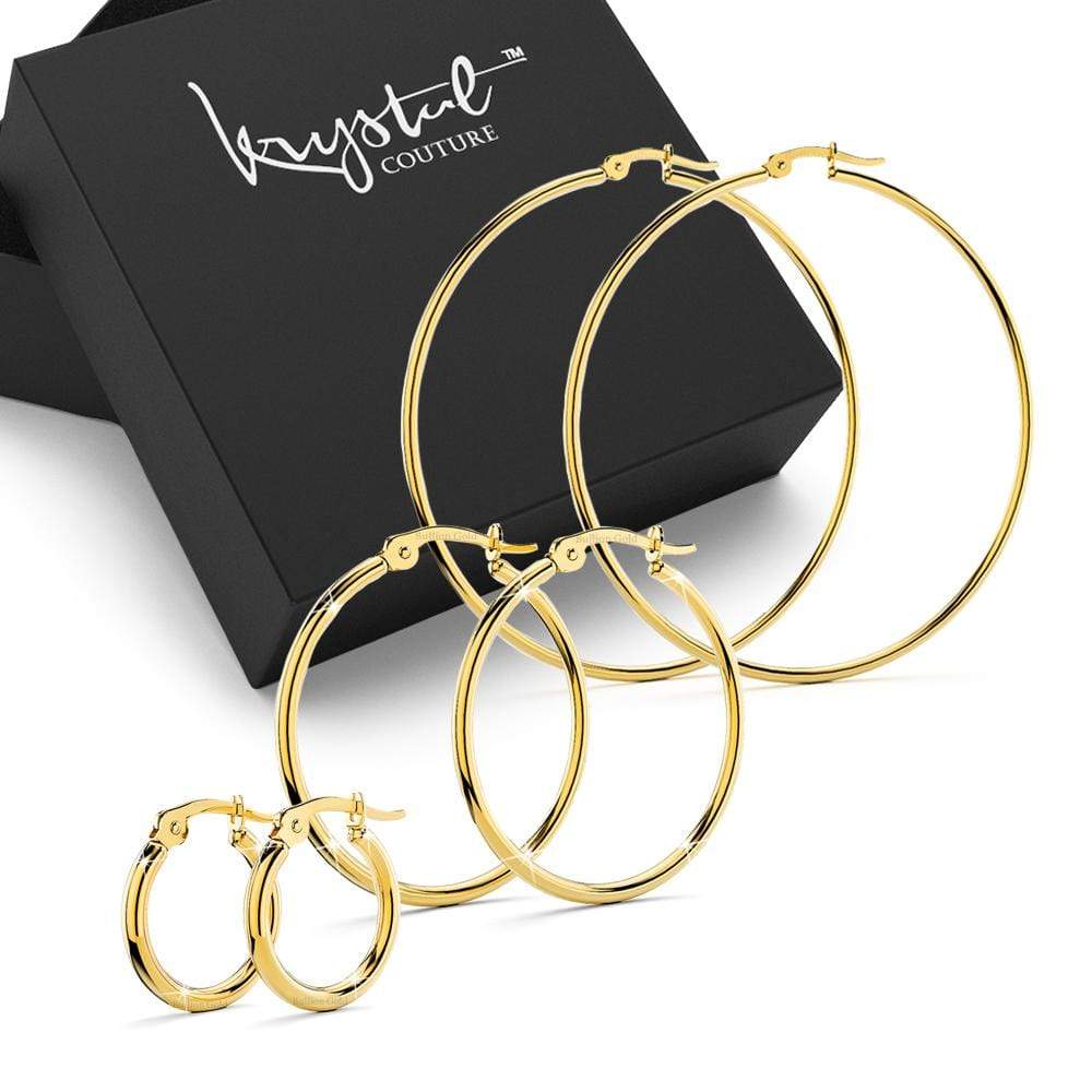Boxed 3pr Trishia Gold Hoops Earrings Set