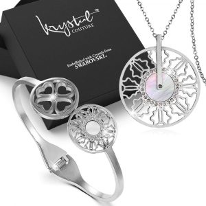 Boxed 2pc White Gold Layered Jewellery Gift Set