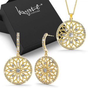 Boxed Flower of Life Intricate Gold Set