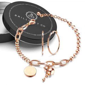 Boxed Vase Bracelet with Trishia Hoop Earrings in Rose Gold