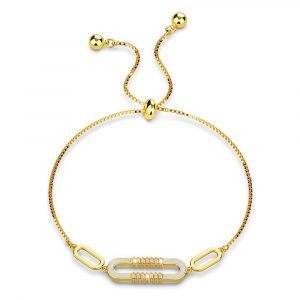 Possession Diamonelle on Mother of Pearl Shell Adjustable Slider Bracelet White Gold
