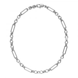 Roxanne Oval Link Paperclip Chain White Gold Titanium Necklace
