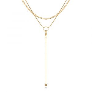 Layered Interlock Ring Necklace in Gold