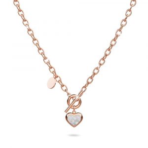 Gloria Chunky Heart Toggle Closure Necklace in Rose Gold