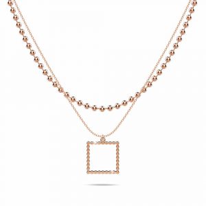 Layered Square Pendant Necklace in Rose Gold