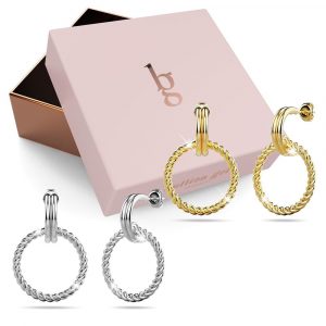 Boxed 2 Pairs of Exquisite Round Shape Earrings Set