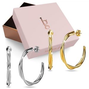Boxed 2 Pairs of Elsa Titanium Earrings Set