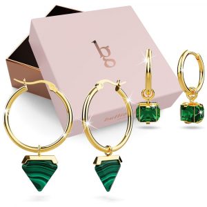 Boxed 2 Pairs of Gorgeous Natalie Titanium Earrings Set in Gold