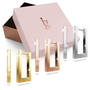 Boxed 3 Pairs of Stylish Earrings Set in Tri-Tone Gold