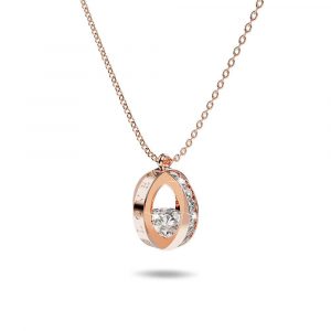 Beloved Tumble Charm Pendant Necklace Rose Gold Layered Titanium
