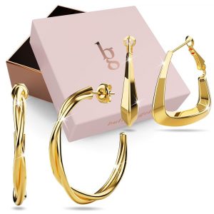 Boxed 2 Pairs of Kendra Elsa Titanium Earrings Set in Gold