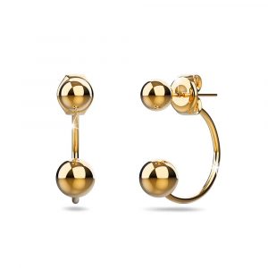 Dual Ball Stud Gold Layered Earrings