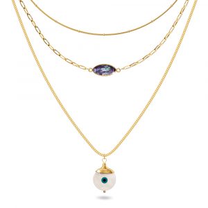 3-Layered Evil Eye Gold Layered Necklace