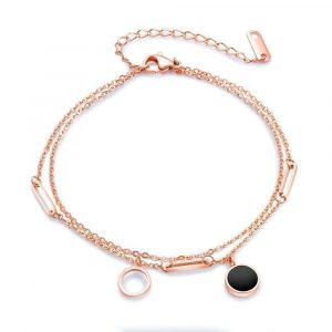 Adorable Louis Double Charm Beach Rose Gold Layered Anklet