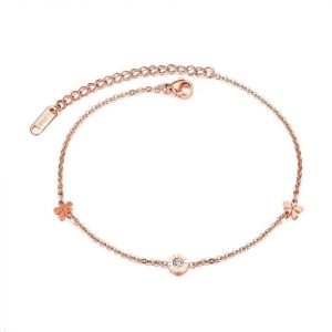 Mini Keera Flower Women Feet Jewellery Rose Gold Layered Anklet