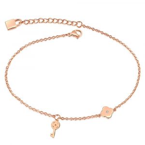 Flower & Key Charm Anklet