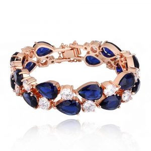 18ct Rose Gold Sapphire Bracelet 17.5cm