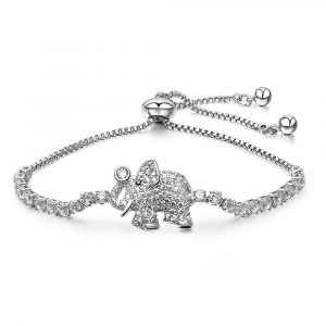 Baby Elephant Pull-Tie Tennis Bracelet White Gold