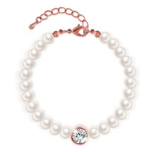 Adorned with Crystals from Swarovski? Pearl White Rose Gold Layered Bracelet