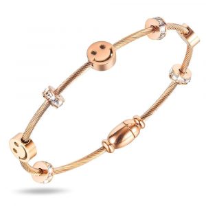 Smiley Charm Bracelet in Rose Gold