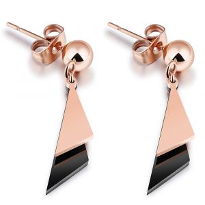 Modern Geometric Style Dangle Earrings Duo Triangle