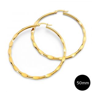 Fem Hammered Hoop Earrings 50mm