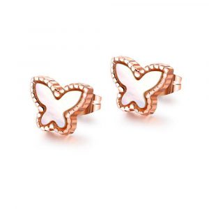 Butterfly Silhouette Stud Earrings White